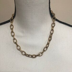 Stella & Dot Golden Link and Rhinestone Statement Necklace